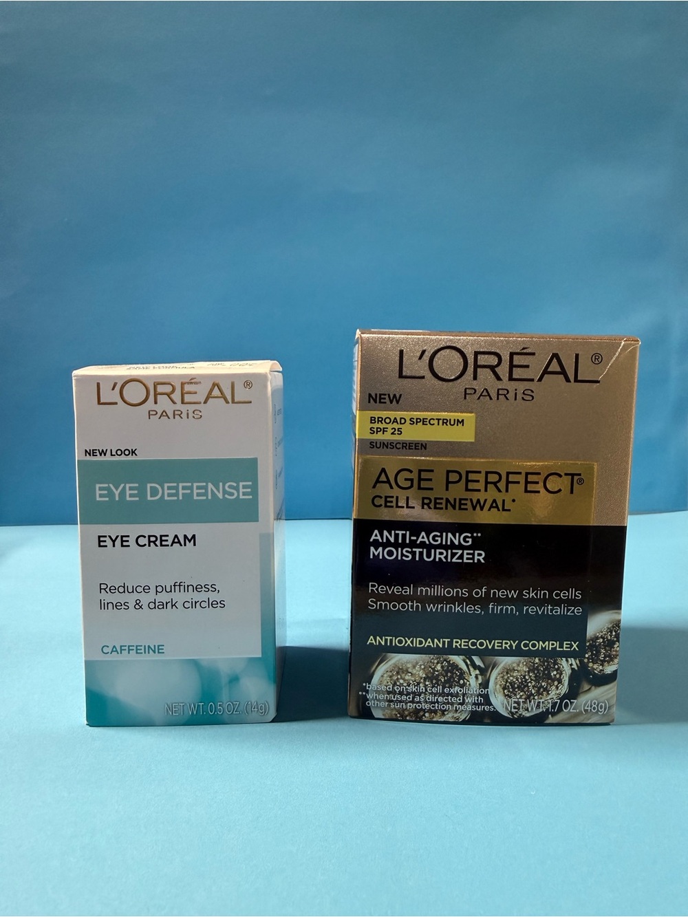 L'Oreal Eye Defense Eye Cream & Age Perfect Moisturizer - White & Gold